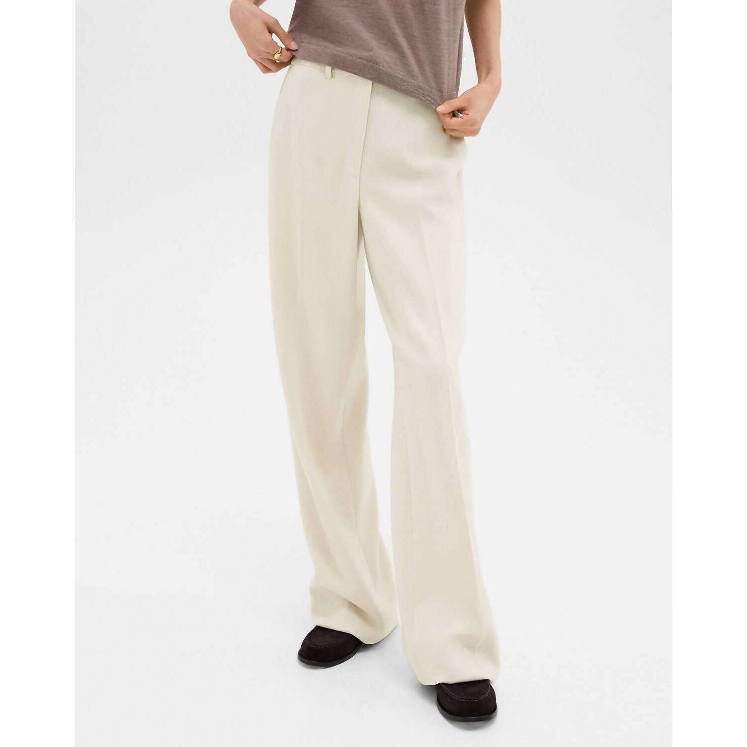 New Theory Relaxed Admiral Crepe Straight Pant In Rice